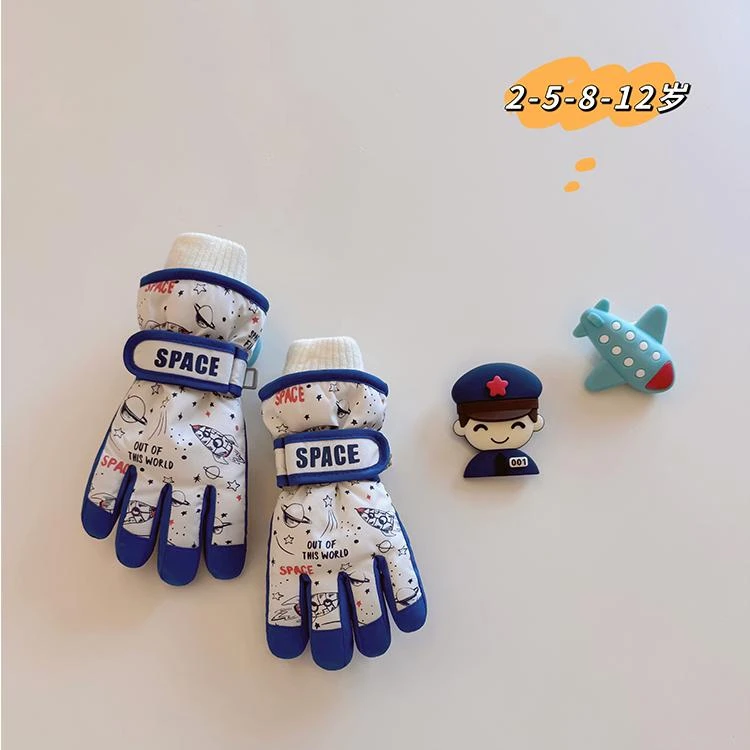 儿童滑雪手套男孩女宝冬季玩雪骑行防寒风加厚防滑防泼水保暖手套