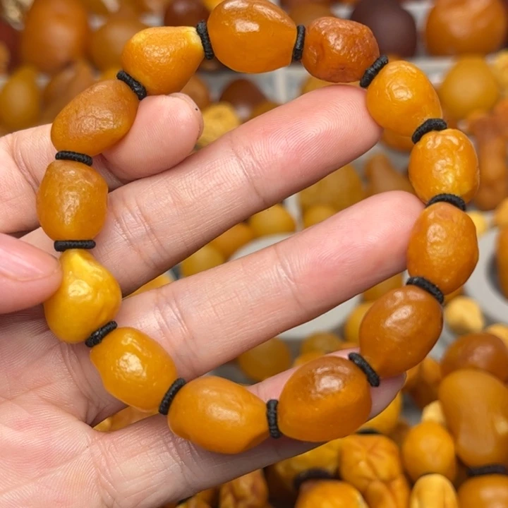 琥珀未镶嵌裸石天然蜜蜡手串