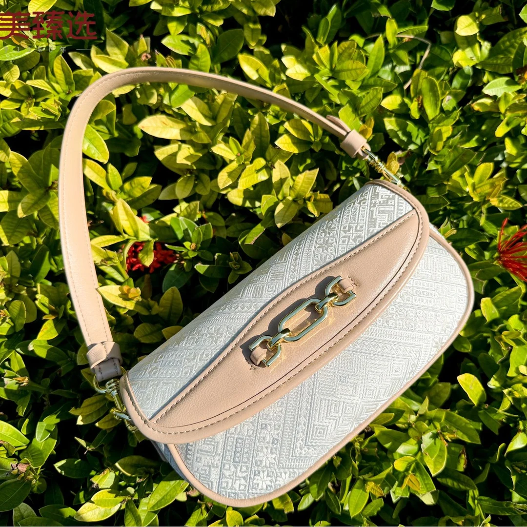 【顺丰包邮】马鞍包女士白色单肩腋下百搭时尚肩包国风民族风