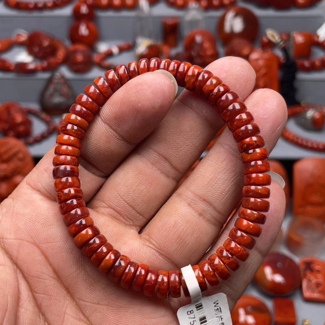 南红玛瑙未镶嵌珠宝奇石单圈7➕