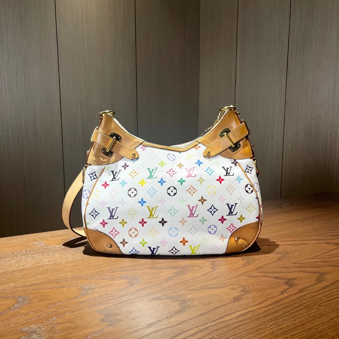 99新 LouisVuitton/路易威登 白三彩单肩手提包 尺寸36x25