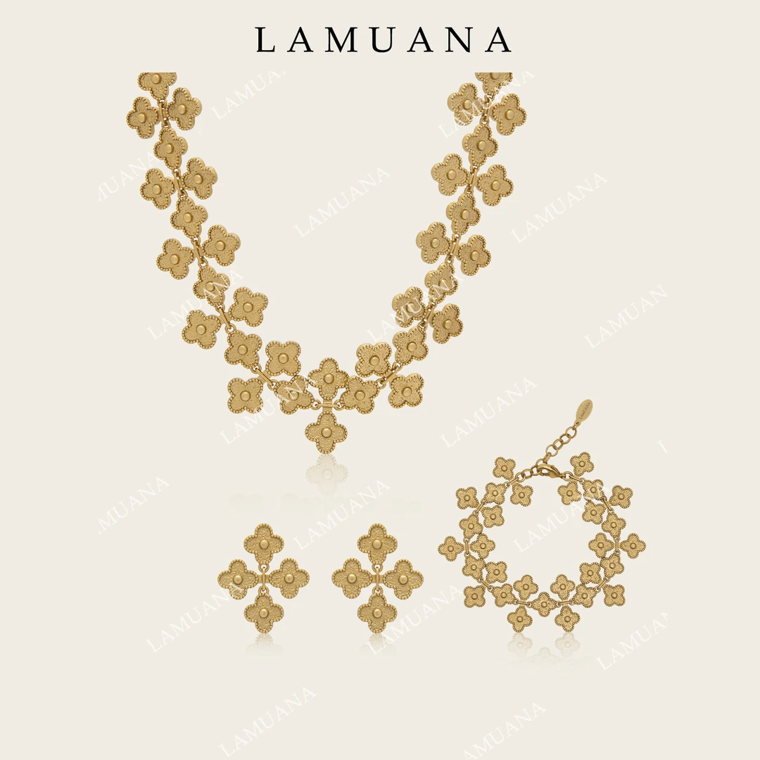 合金项链 LAMUANA宫廷四叶花蕾丝系列小众设计复古欧式项链锁骨链