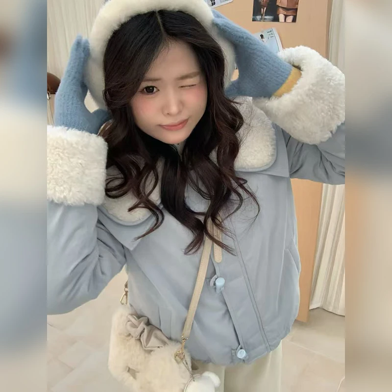 【海盐奶盖】大头婷微胖定制冬季新款拼接毛毛加厚保暖外套 ZX232