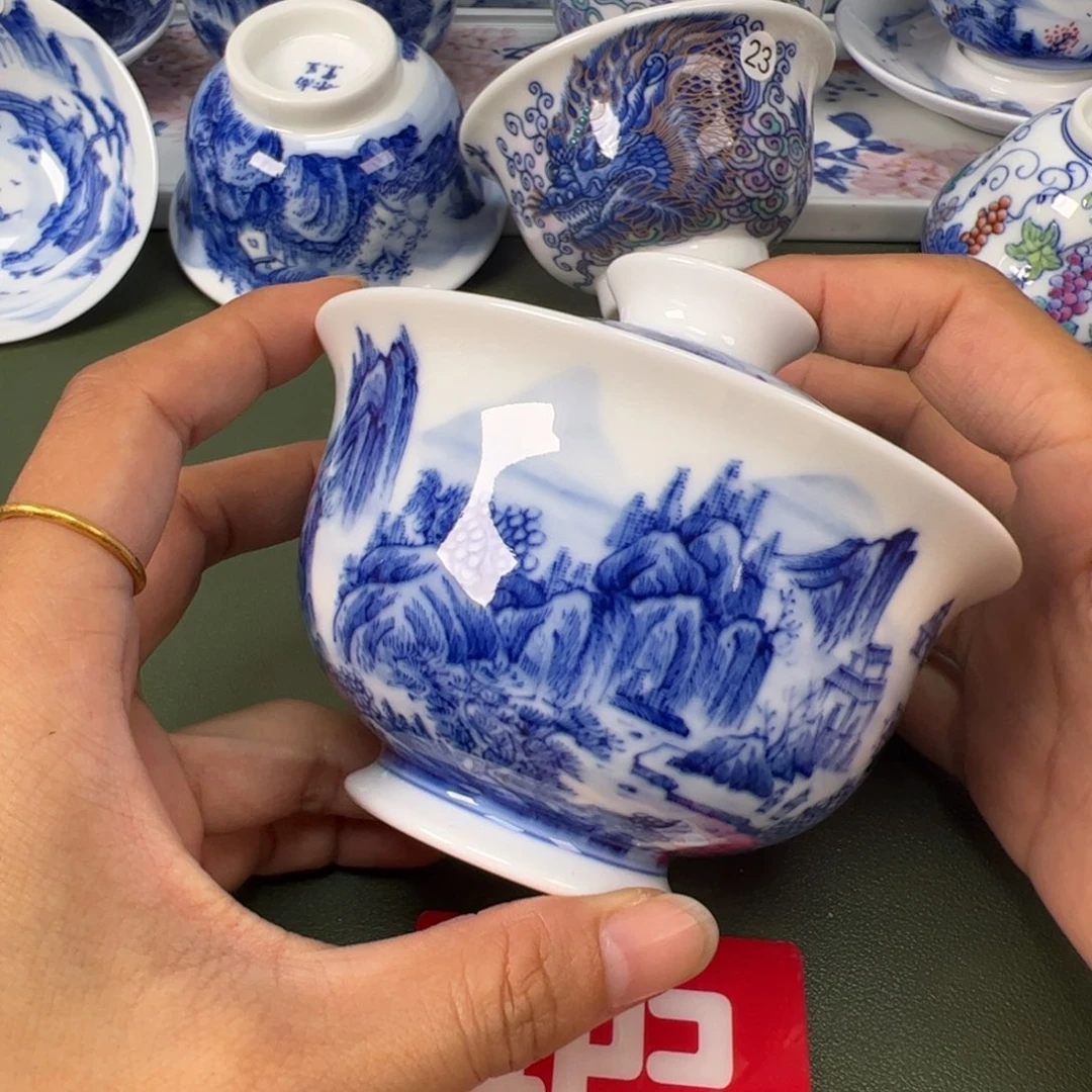 景德镇纯手工纯手绘茶具木木39底部裂口