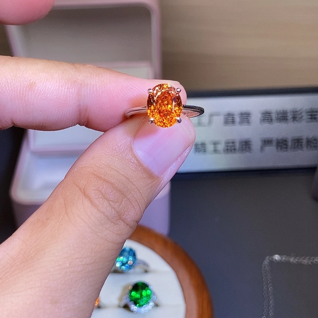 银S925镶嵌戒指碧玺