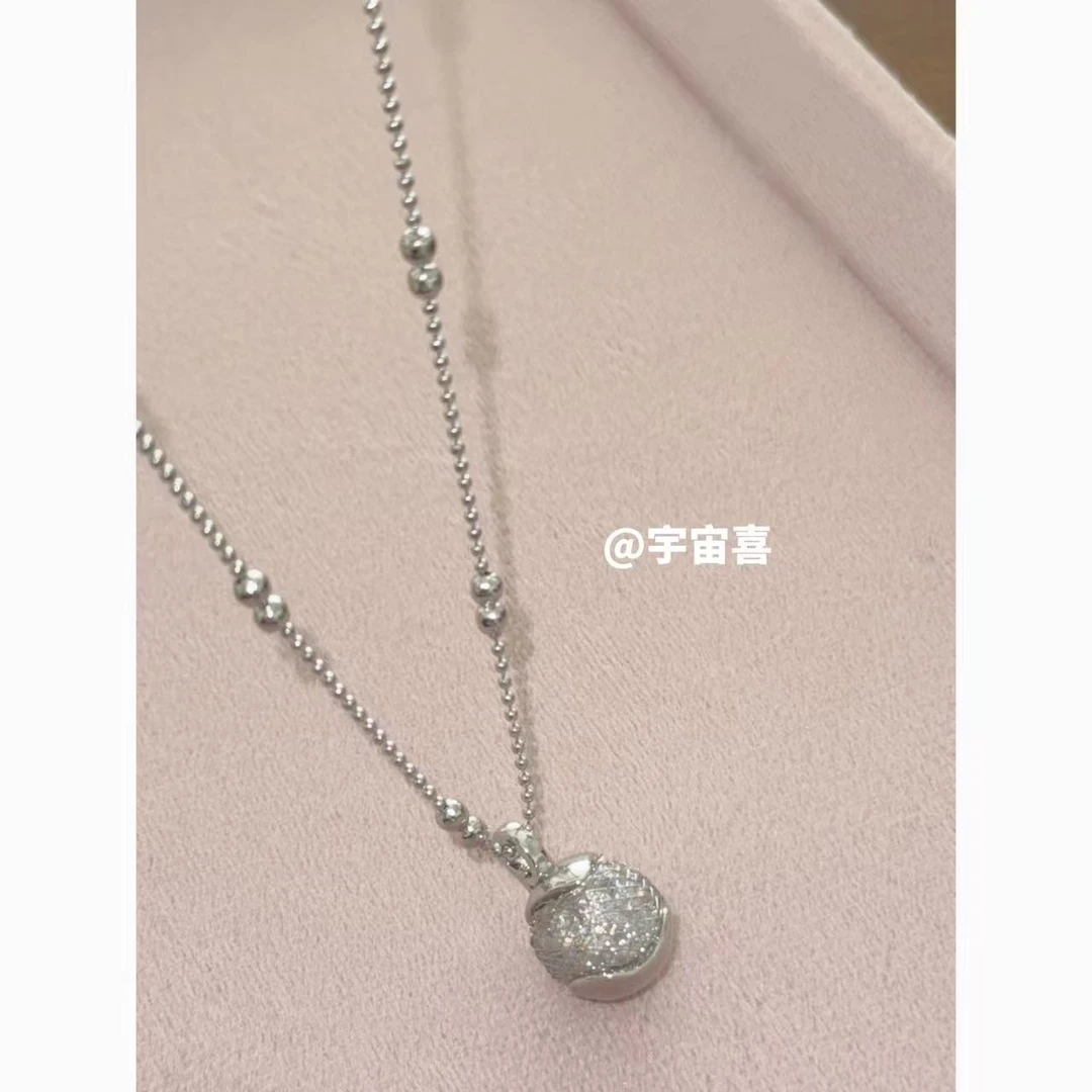 铜合金项链 I1-540【点珠链条金属网纱小圆球吊坠可拆卸项链】