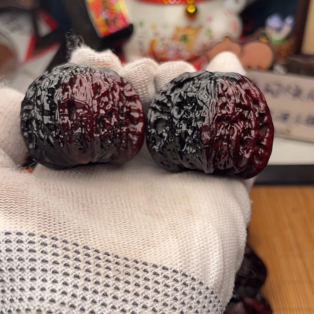 吊坠文玩核桃对彩狮子