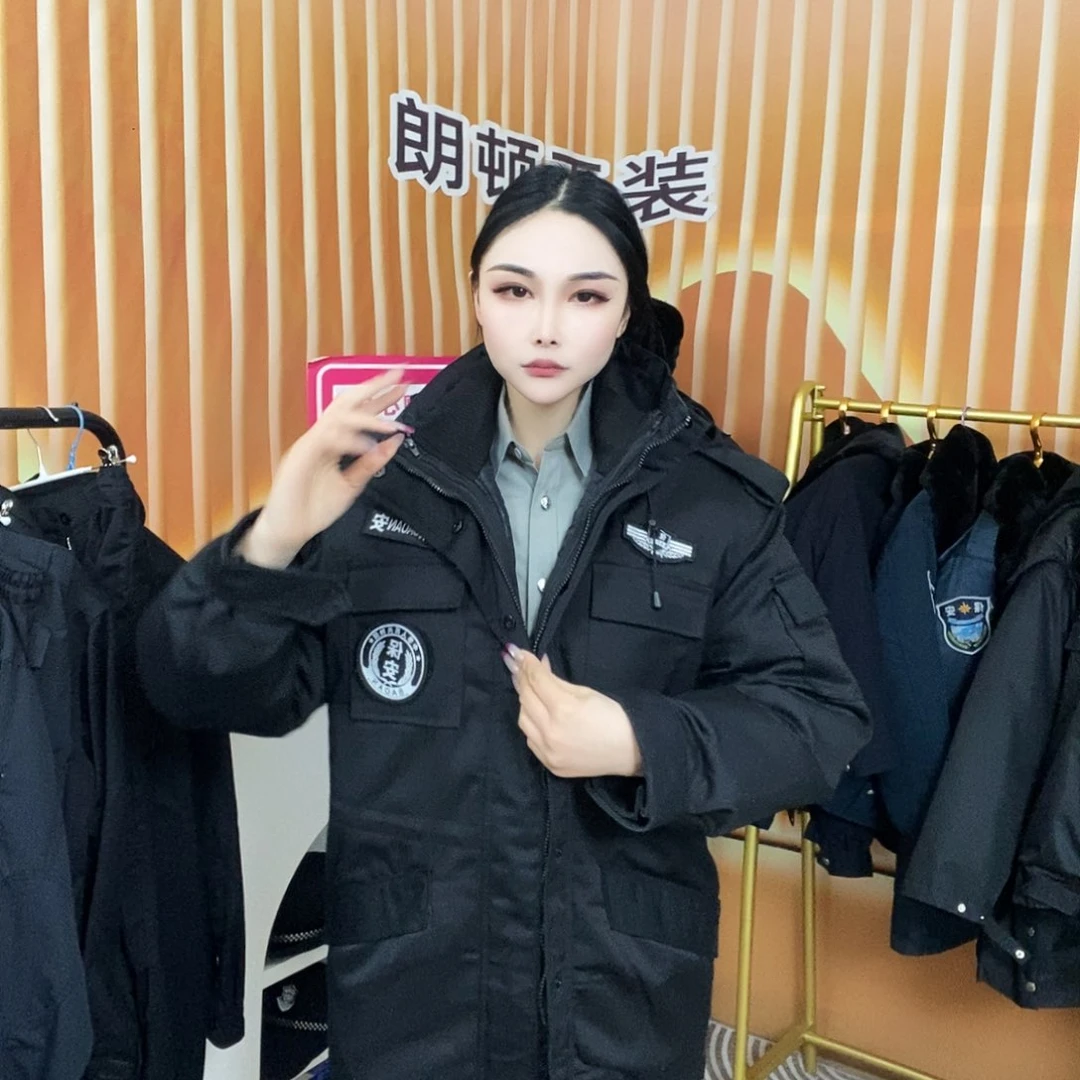 黑色中长连帽斜纹棉大衣190/4x不要标