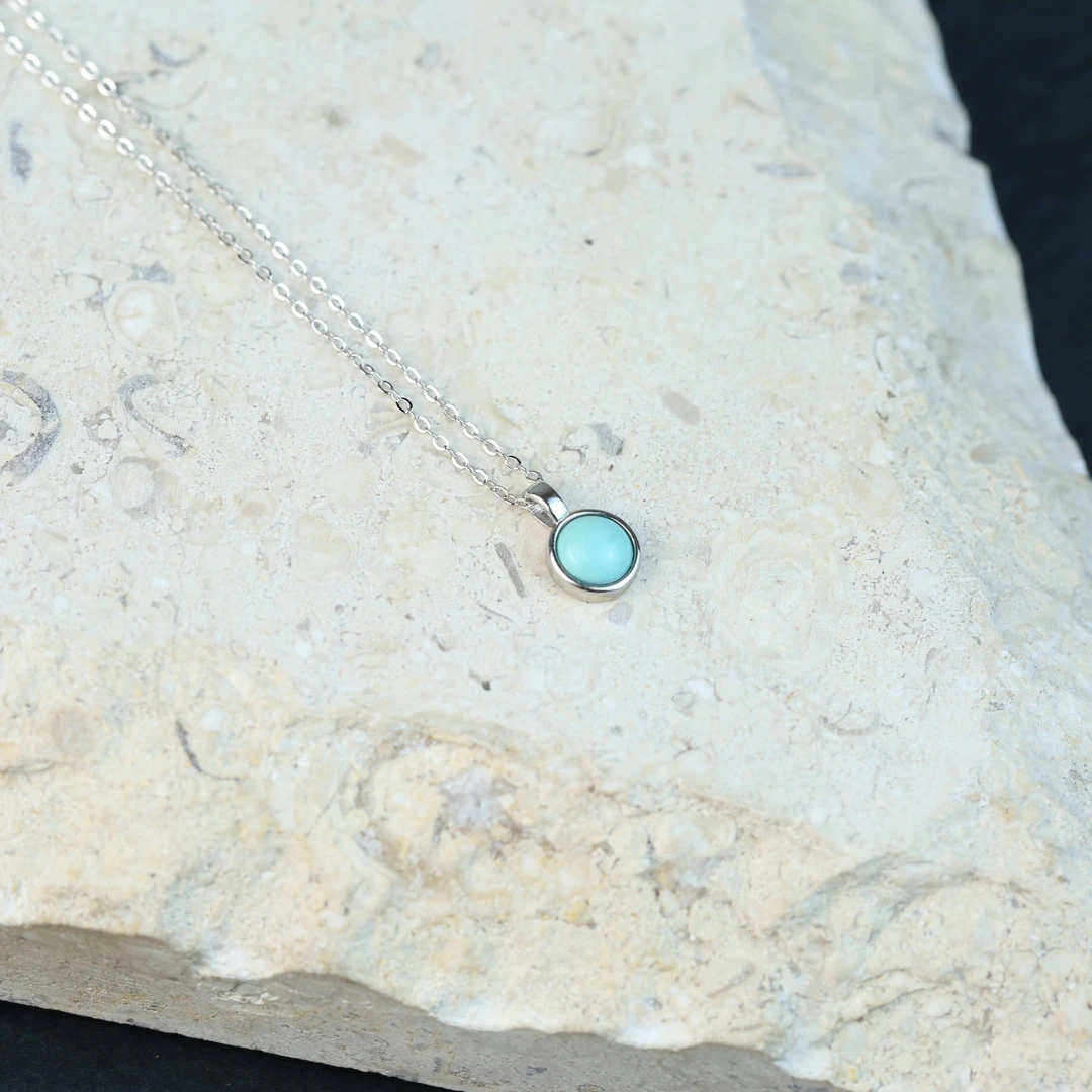 坠链均925银 【八店同庆】气质蓝色小众镶嵌个性项链