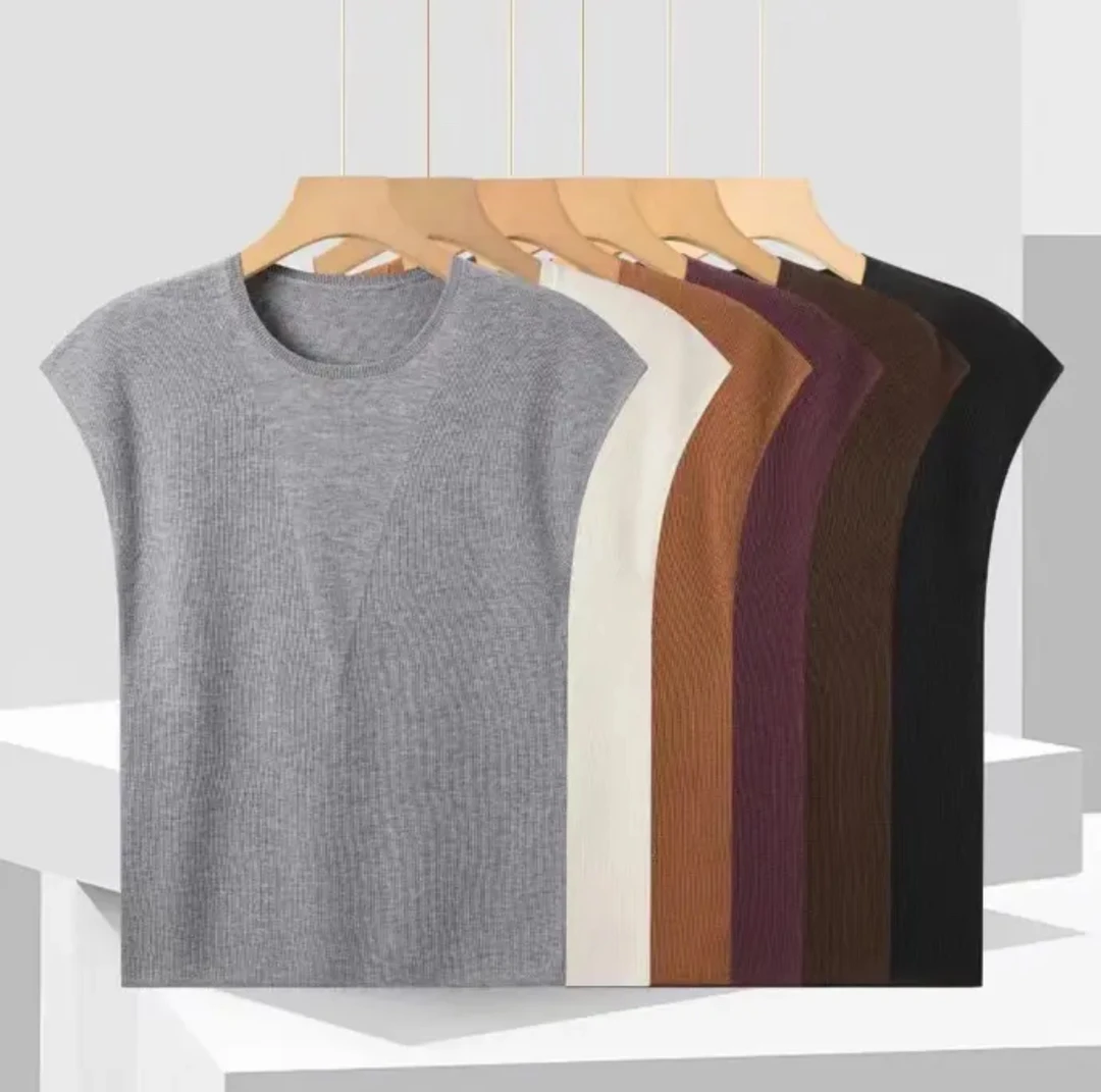 轻薄垂软细羊毛针织打底衫背心坎肩纯色基础圆领无袖T恤女夏