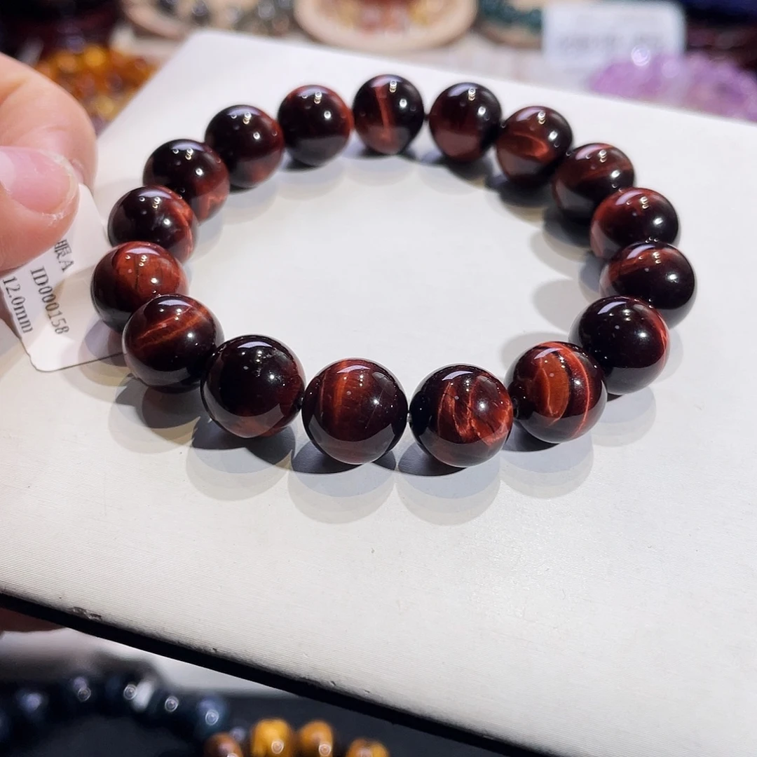 硅化玉未镶嵌手链红虎眼12mm