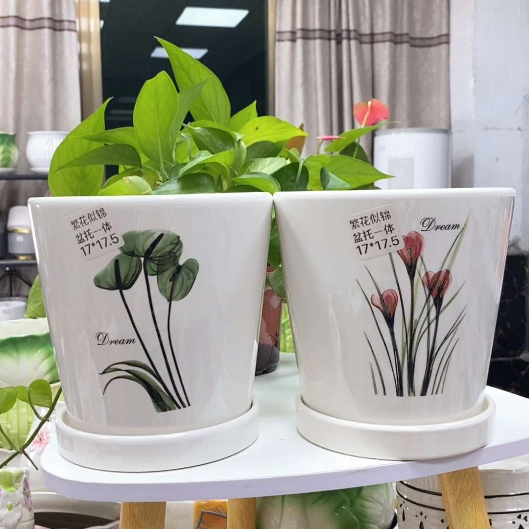@夏西陶瓷花盆@@繁花似锦