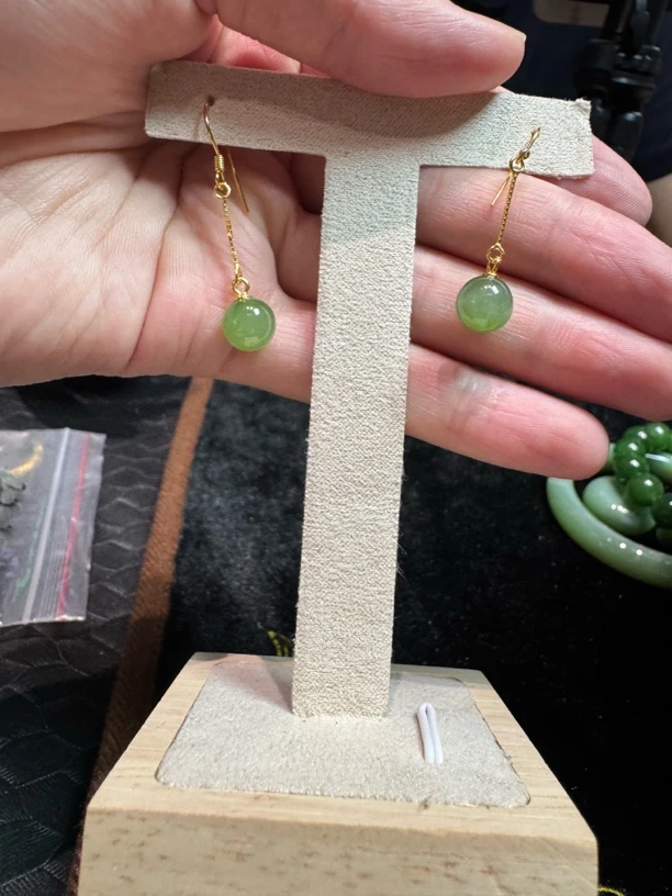 和田玉碧玉耳钩耳饰