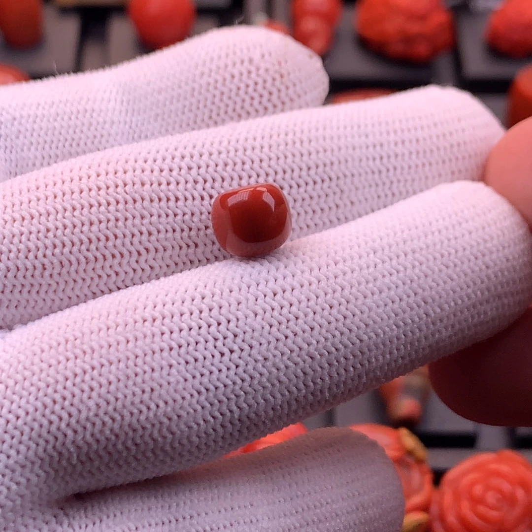 南红玛瑙未镶嵌精工雕刻满色满肉火焰纹老型单珠9mm