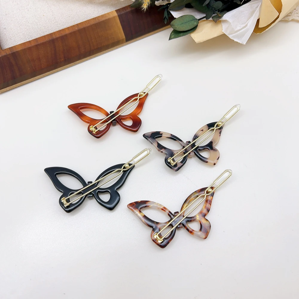 05848 好啊商店 醋酸蝴蝶青蛙夹一个，四色，长度7.5cm左右