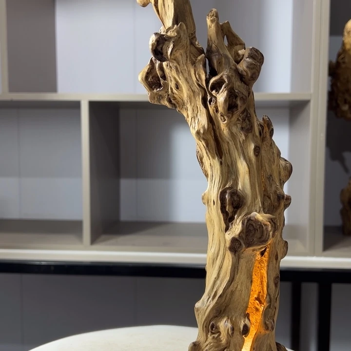 木石榴木镂空树灯