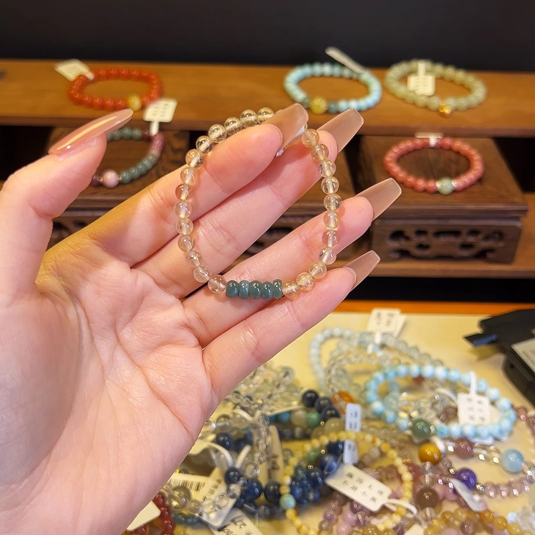 水晶手链银S925镶嵌金发1201