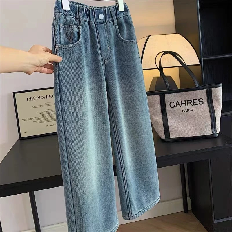 品质款姐弟加绒牛仔裤174