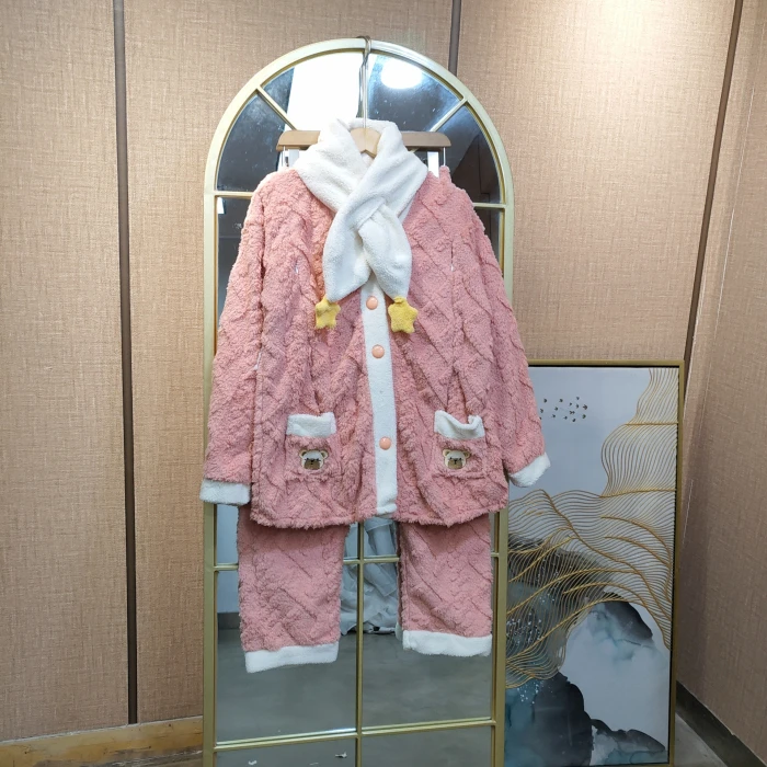 LE14孕妇粉色珊瑚绒月子服套装微瑕L90-130 XL140