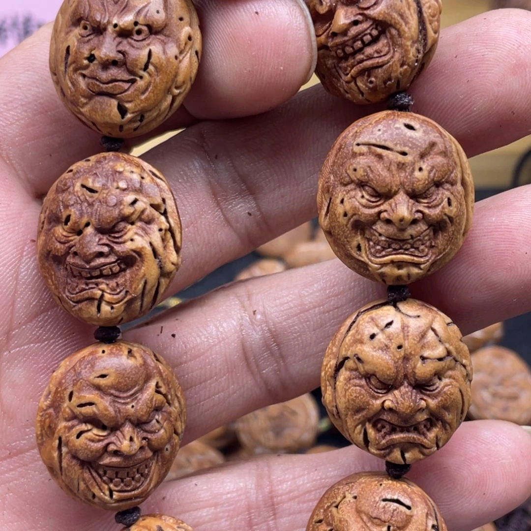核桃手串/手链桃核雕刻双面恶僧