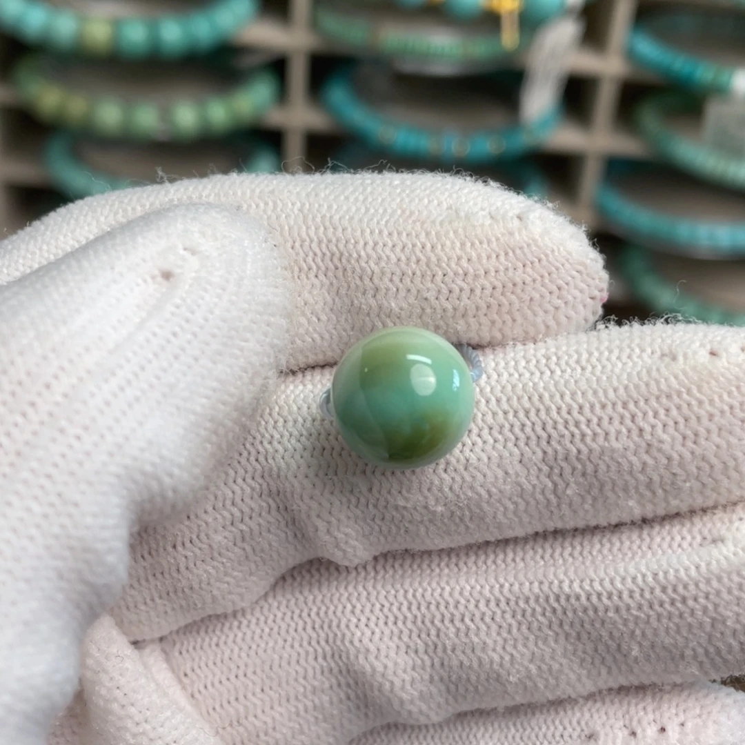 绿松石未镶嵌望舒精品水波纹圆珠9