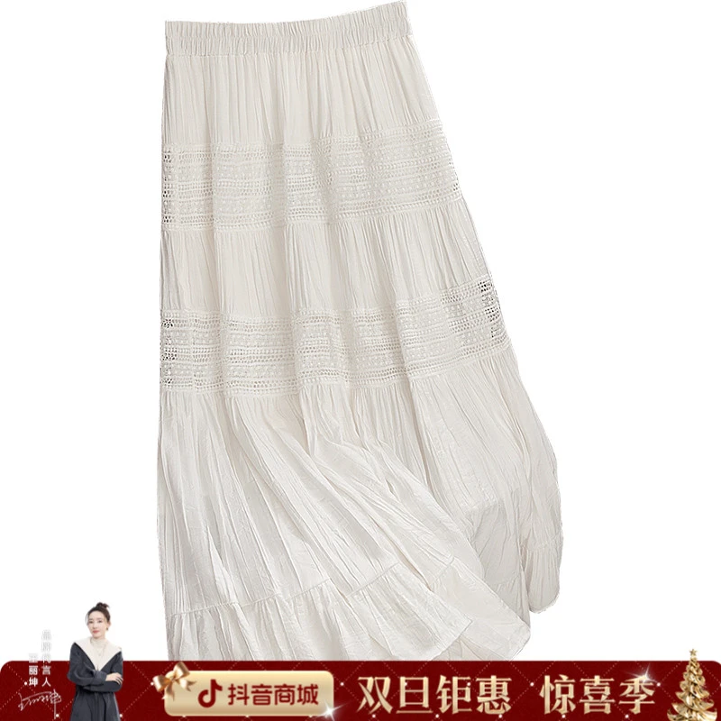 丝柏舍2025秋游出行秋季欧若风清新镂空中长A字半身裙S51B1056B