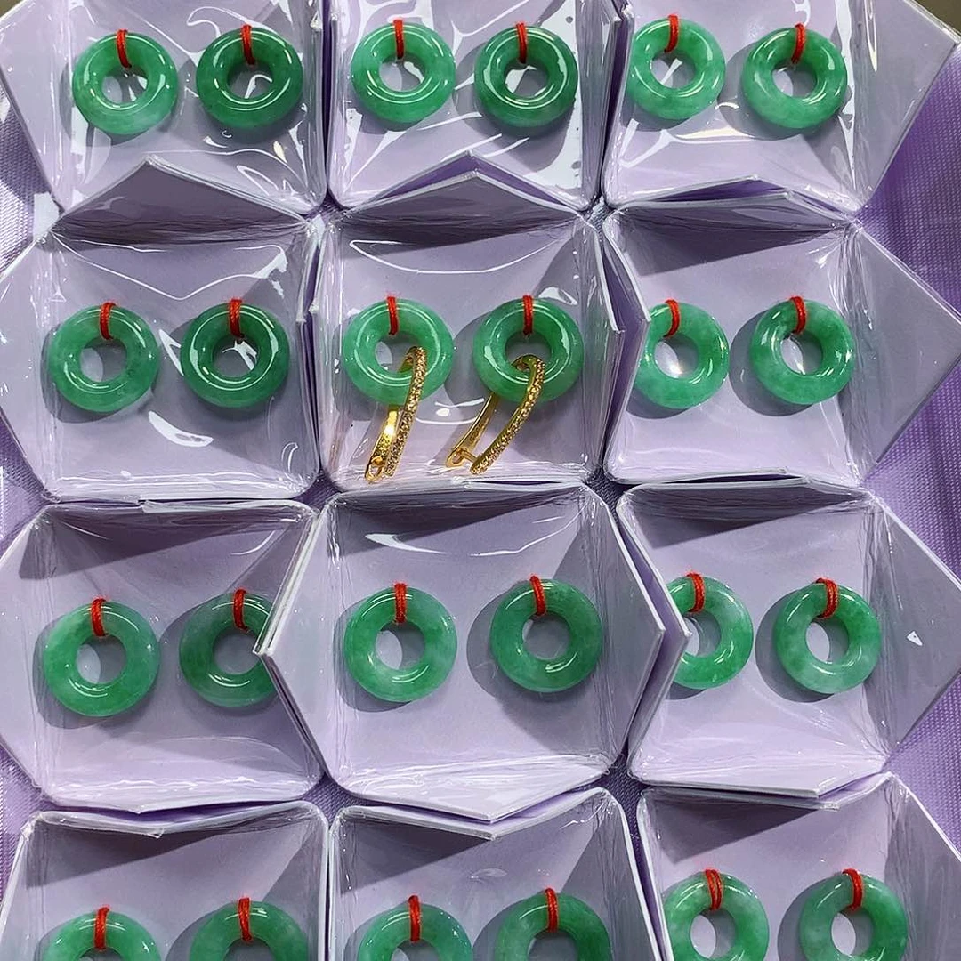 银S925镶嵌翡翠耳饰多样性发货一对