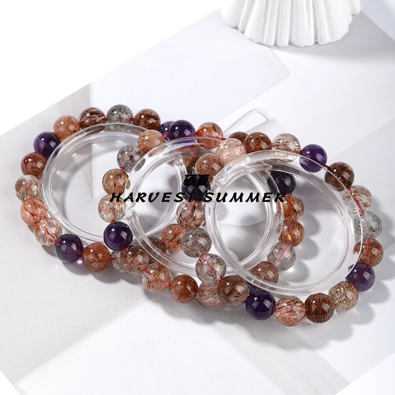 硕夏天然水晶超七9-10mm手链多样性发其一SX51