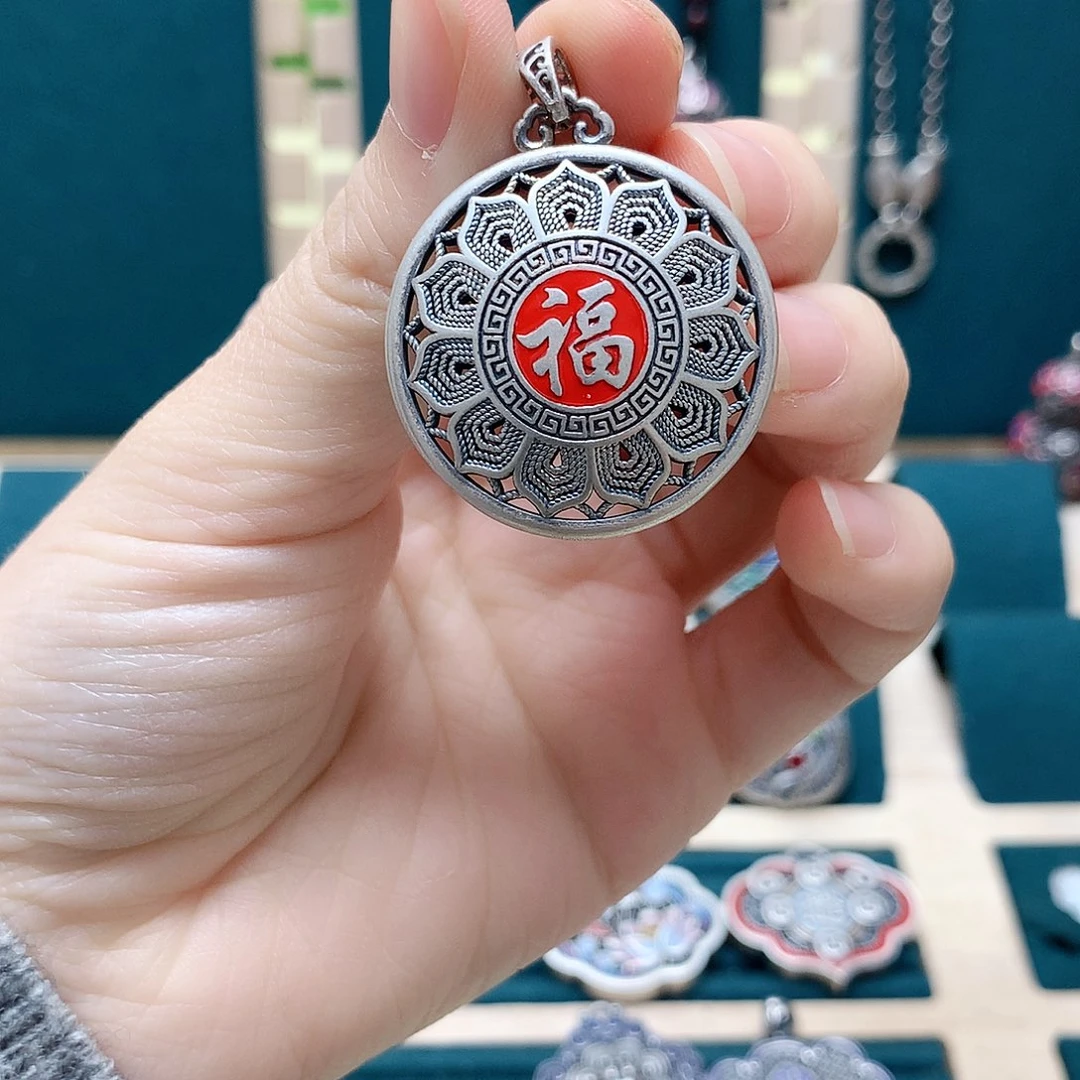 足银玻璃足银吊坠