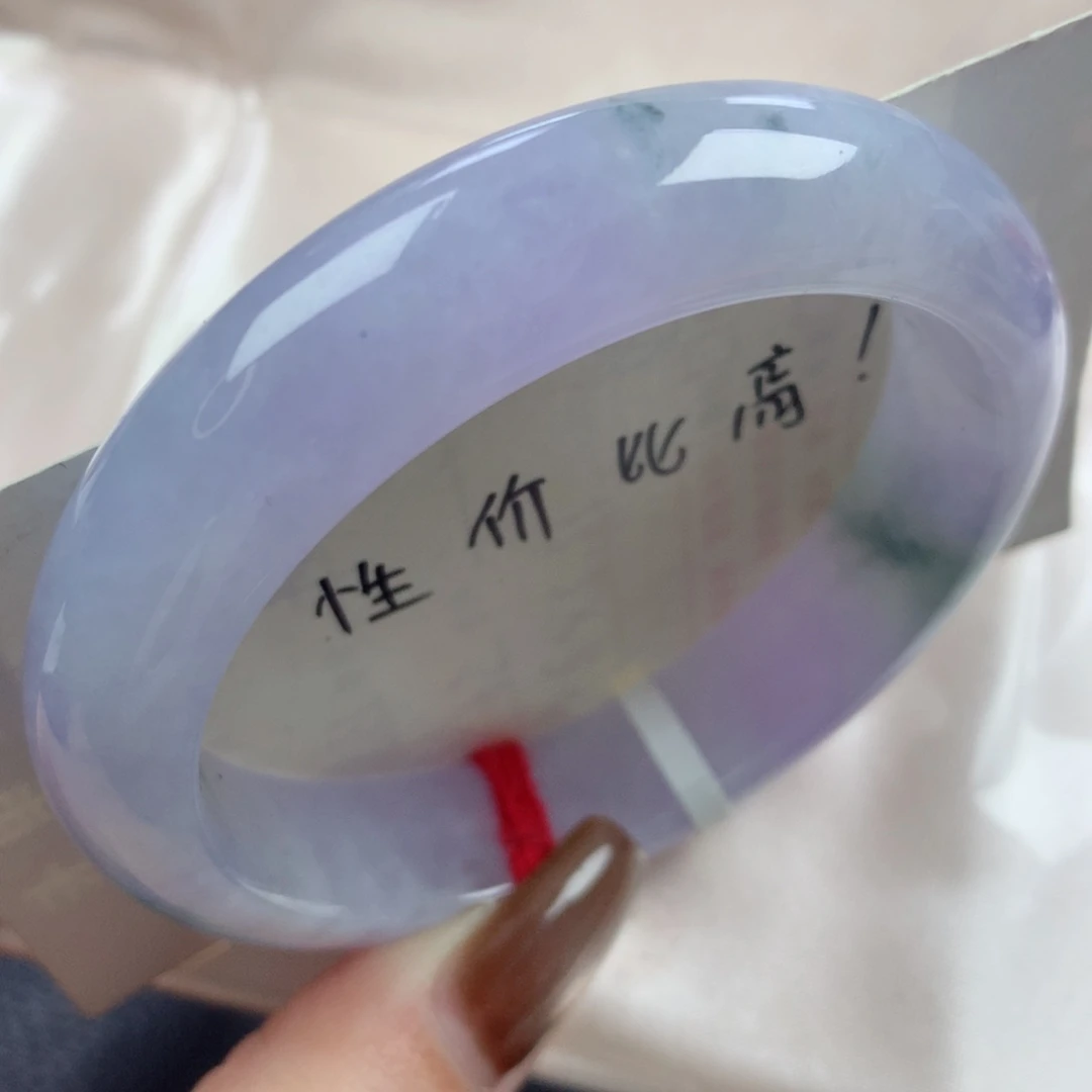 未镶嵌手镯翡翠老坑冰紫带灵动清雅飘花正圈54