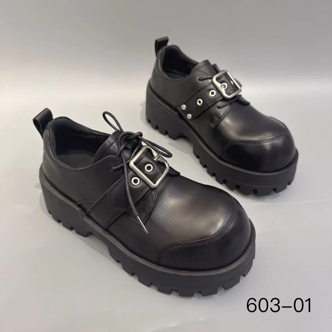 玛莎玛索春季新款603-01方跟圆头厚底乐福女鞋皮鞋单鞋