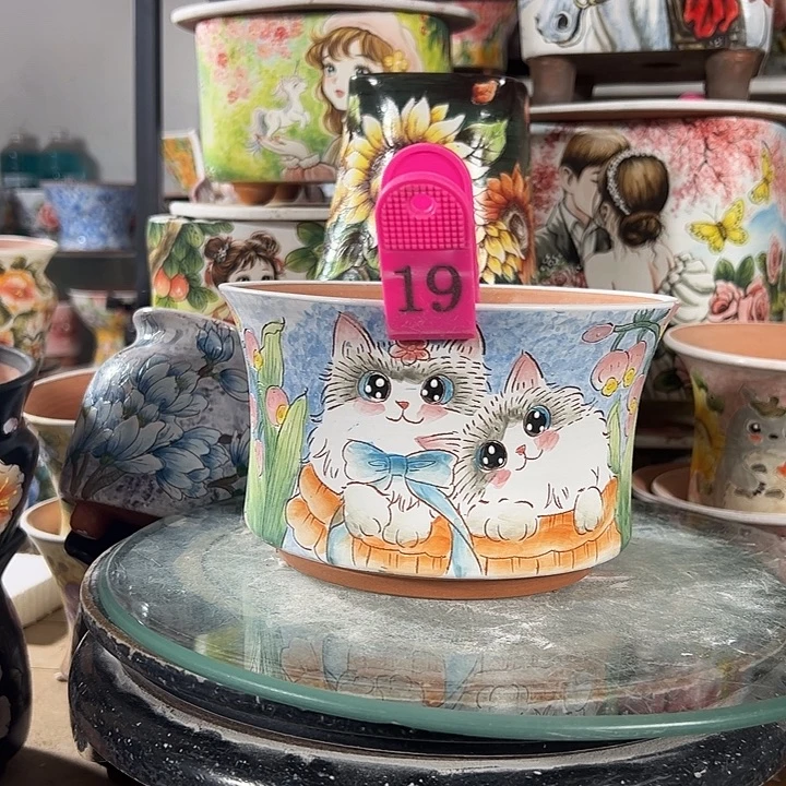 景德镇手绘花盆满38包邮