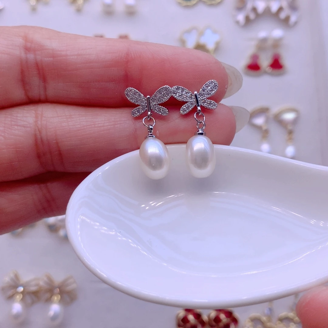 淡水珍珠耳饰合金