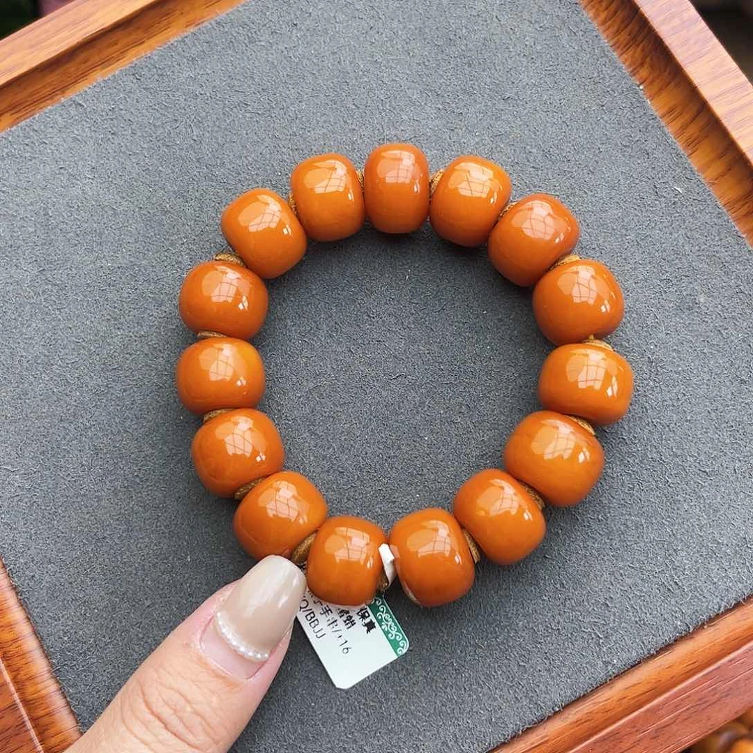 琥珀手链未镶嵌16m 老蜡