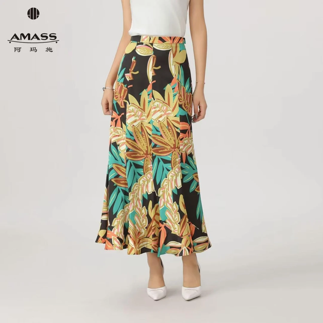 AMASS/阿玛施优雅高腰碎花时尚春季新款花纹半身鱼尾裙5200385