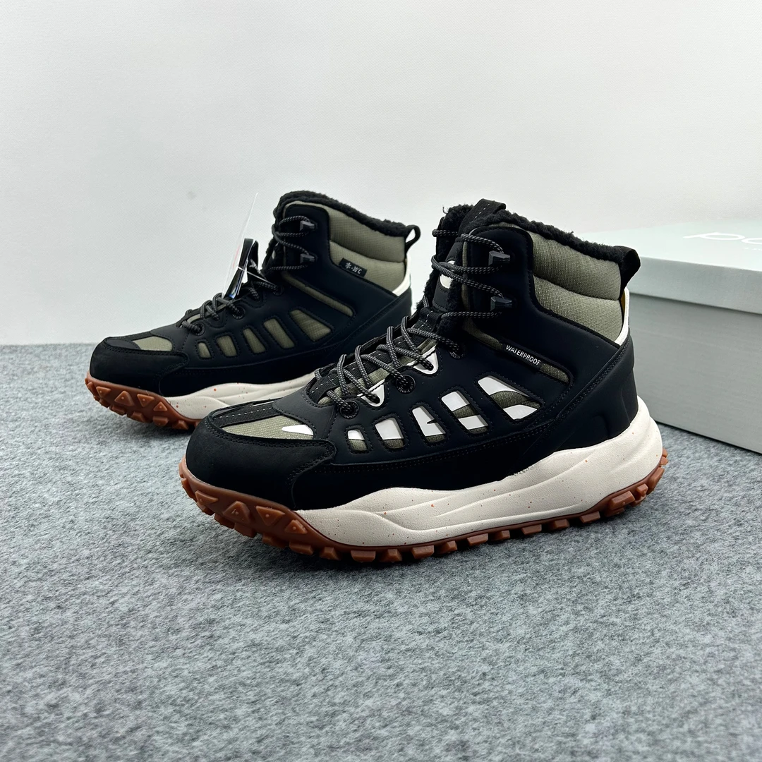 男士高帮雪地靴冬季防水防滑保暖新雪丽棉靴加绒中帮户外登山鞋