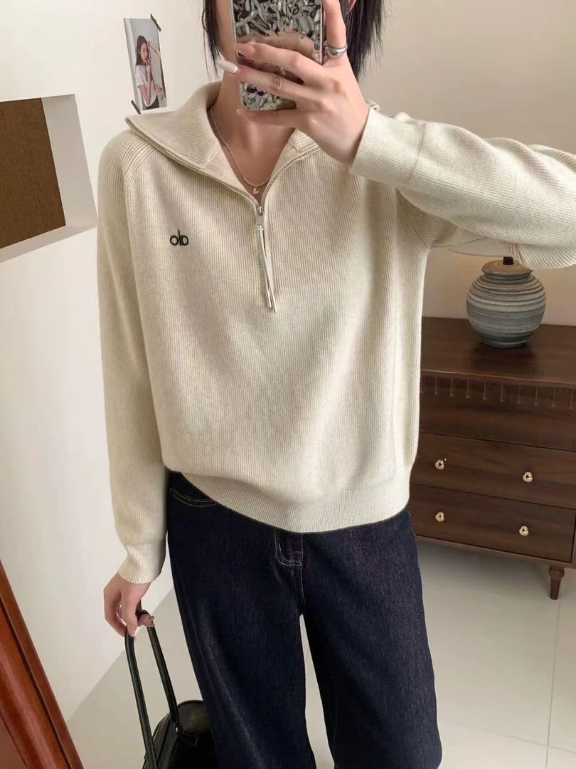 89071新款韩版秋冬宽松显瘦百搭针织拉链套头毛衣