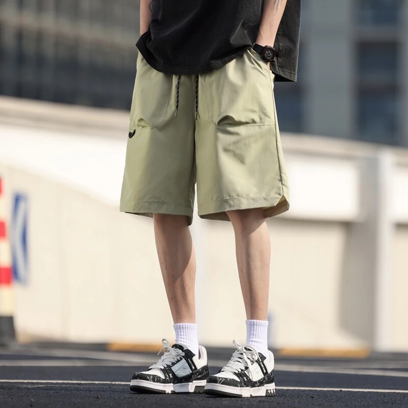 短裤男士夏季冰丝速干薄款美式复古工装户外潮牌运动五分休闲裤子