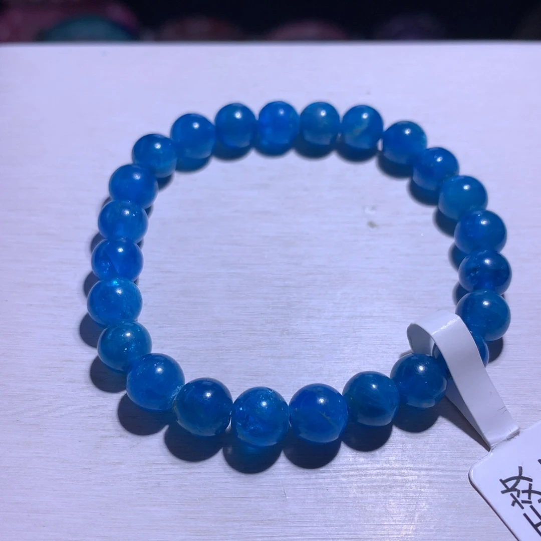 水晶银S925镶嵌手串蓝磷灰8.3m