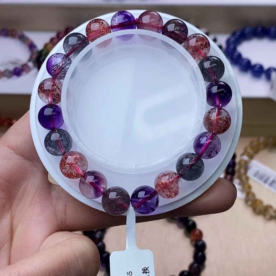 水晶手链未镶嵌黑加仑超七9+m