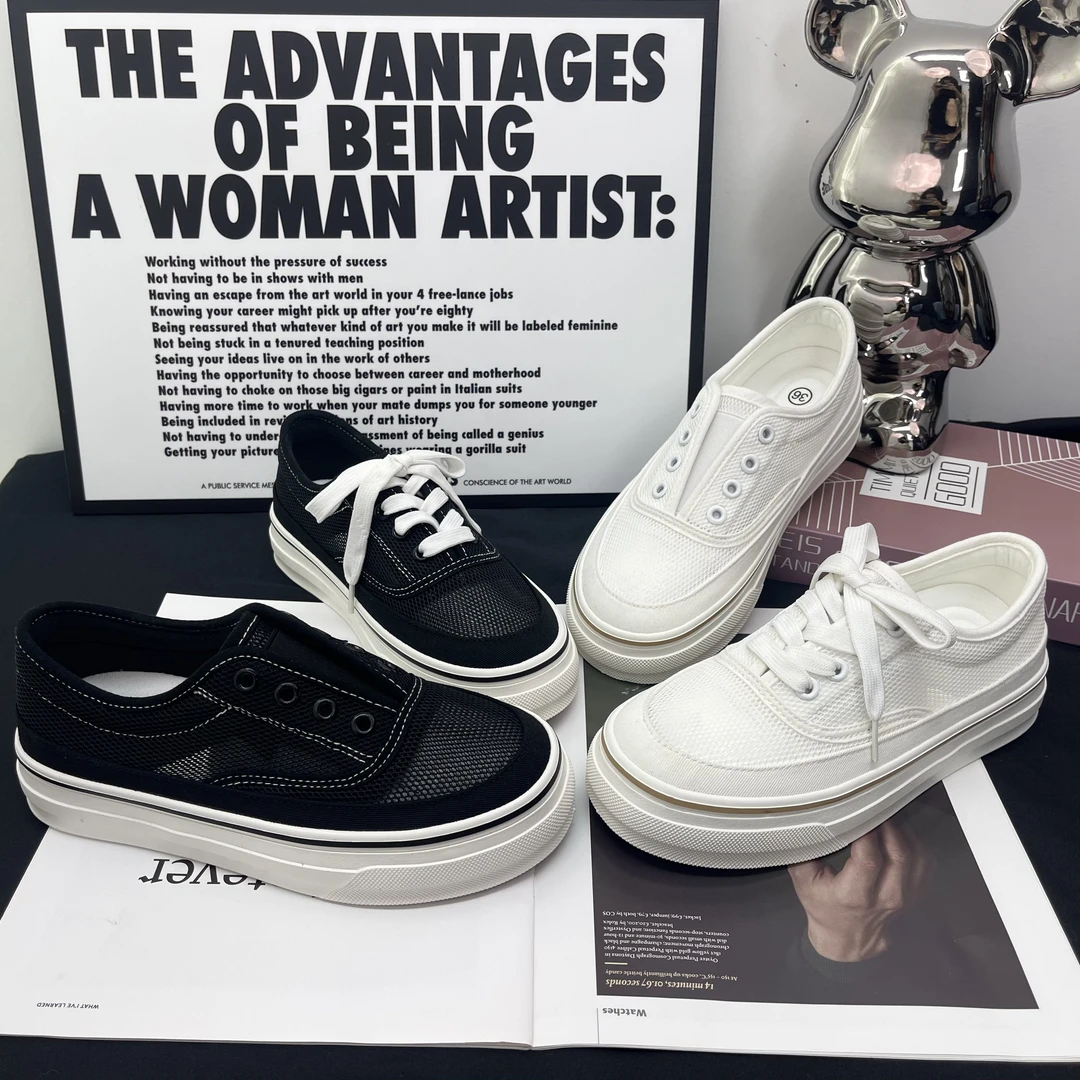 【LuYi】网面透气百搭时尚小白鞋夏季潮流板鞋新款小众设计感休闲鞋