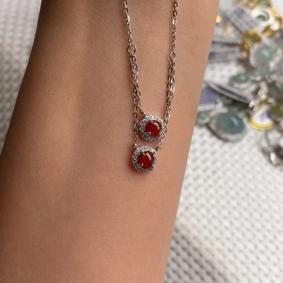 翡翠银S925镶嵌项链项链