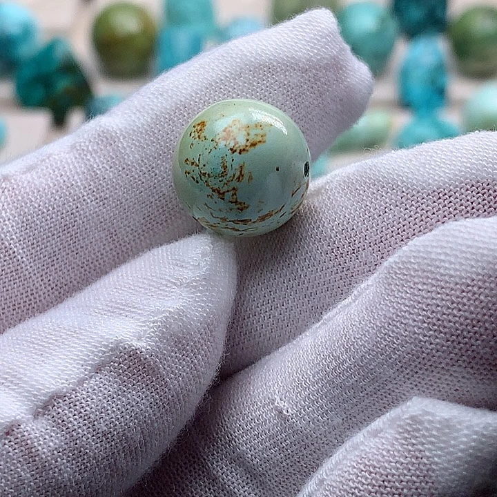 绿松石未镶嵌珠宝奇石直径14特色菜籽黄圆珠