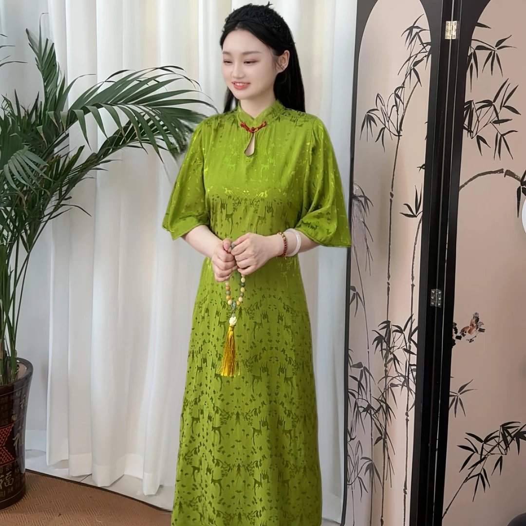 2025国风棉绸旗袍原创设计气质显瘦