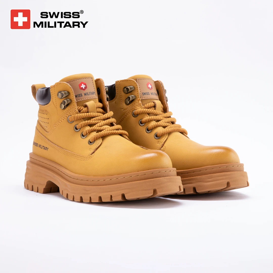 SWISS MILITARY真皮马丁靴情侣款户外英伦复古工装靴大黄靴1307