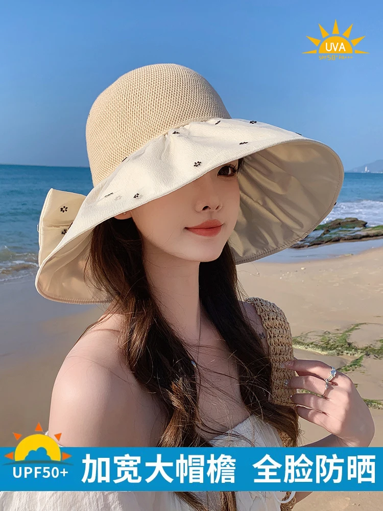 帽子大脸专用显脸小2025款女夏大檐渔夫帽防紫外线出游遮阳防晒帽