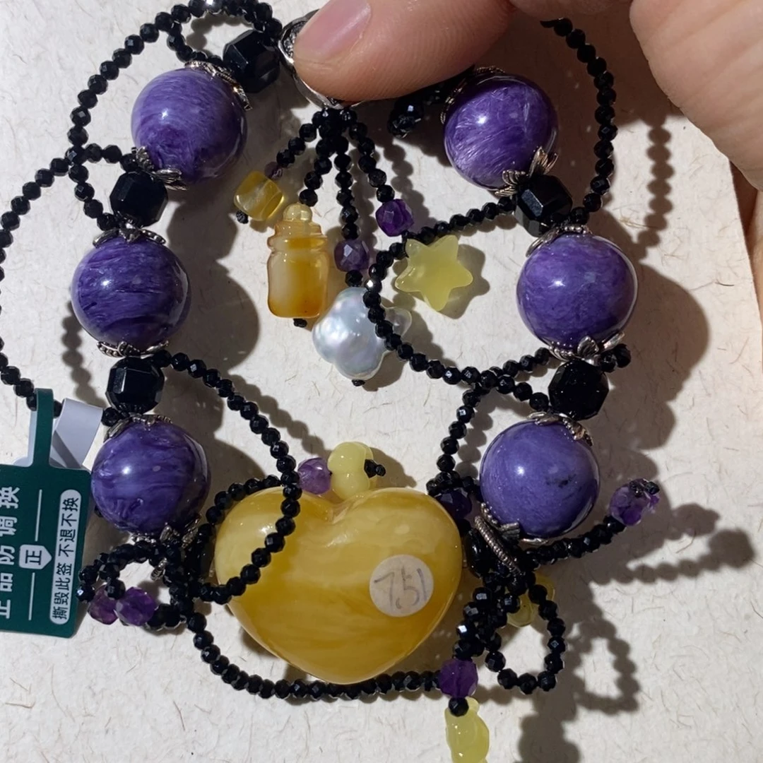 琥珀未镶嵌手链蜜蜡爱心手链