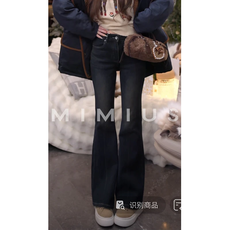 【mimius】P 显瘦神裤 四面弹中腰加绒加厚微喇牛仔裤 汉服 WG12102