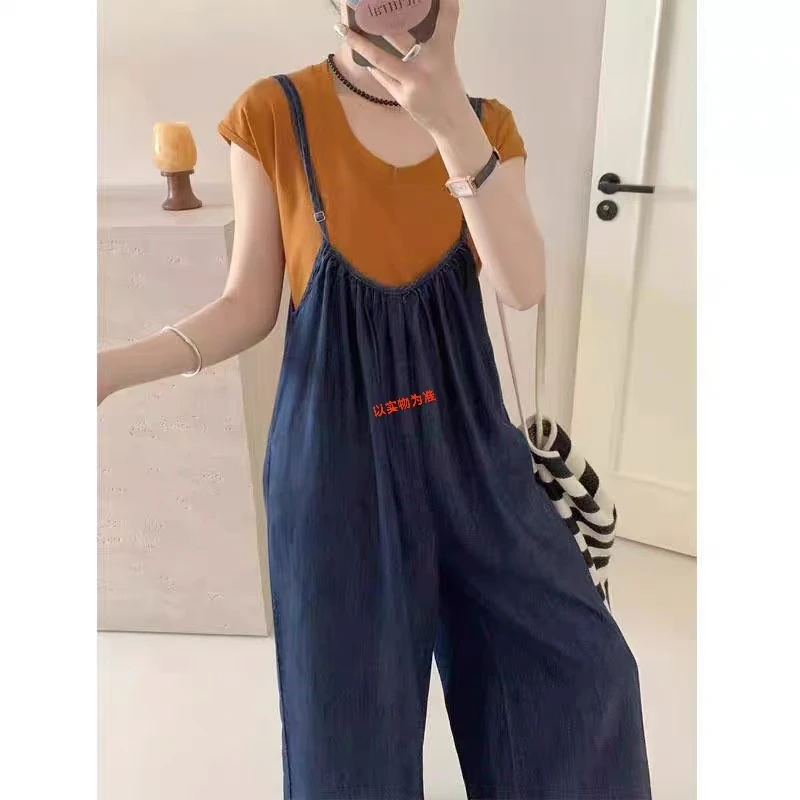 套装显瘦牛仔时尚休闲夏季连体阔腿宽松直筒洋气638