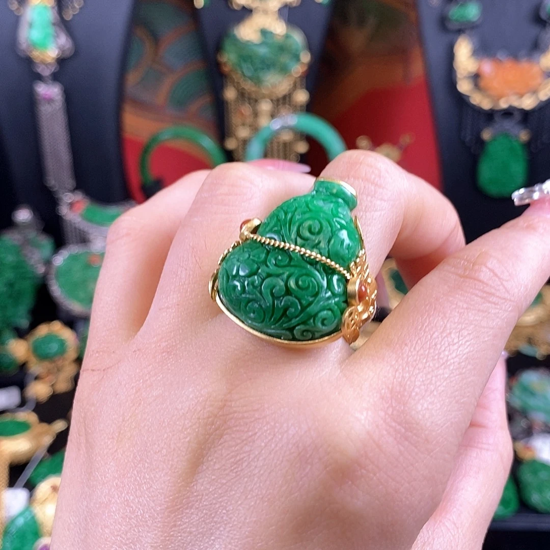 翡翠银S925镶嵌戒指戒指
